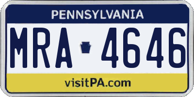 PA license plate MRA4646
