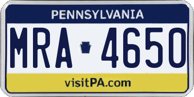 PA license plate MRA4650