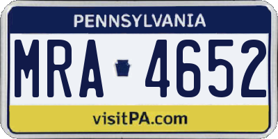 PA license plate MRA4652