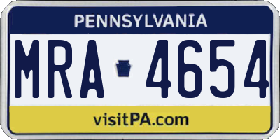 PA license plate MRA4654