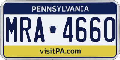 PA license plate MRA4660