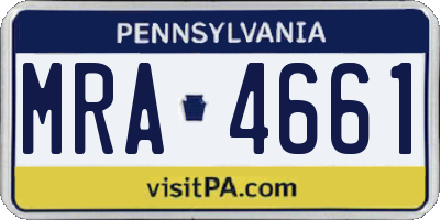 PA license plate MRA4661