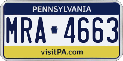 PA license plate MRA4663