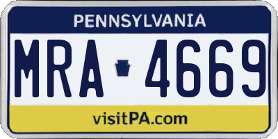 PA license plate MRA4669