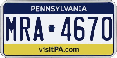 PA license plate MRA4670