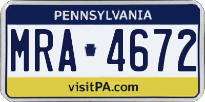 PA license plate MRA4672
