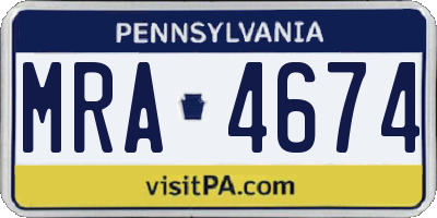 PA license plate MRA4674