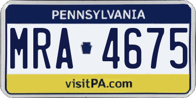 PA license plate MRA4675