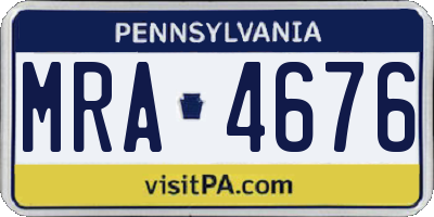 PA license plate MRA4676