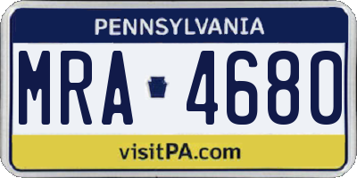 PA license plate MRA4680