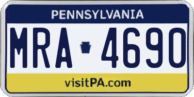 PA license plate MRA4690