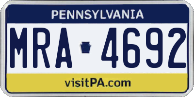 PA license plate MRA4692