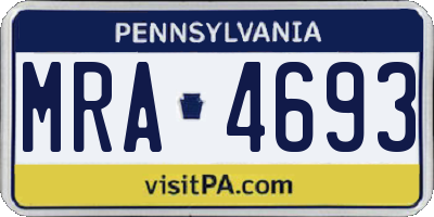 PA license plate MRA4693