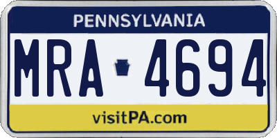 PA license plate MRA4694