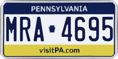 PA license plate MRA4695