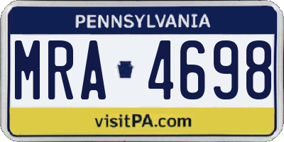 PA license plate MRA4698
