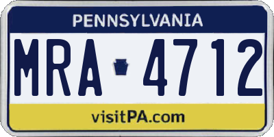PA license plate MRA4712