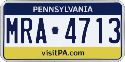 PA license plate MRA4713