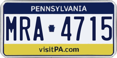 PA license plate MRA4715