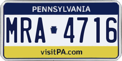 PA license plate MRA4716