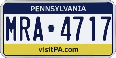 PA license plate MRA4717