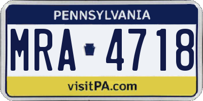 PA license plate MRA4718