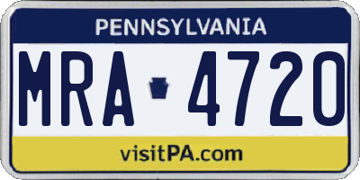 PA license plate MRA4720