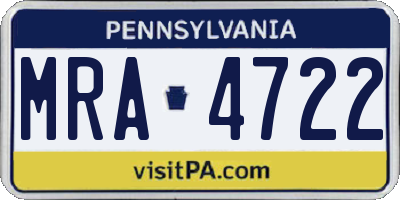 PA license plate MRA4722