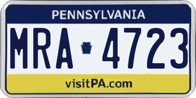 PA license plate MRA4723