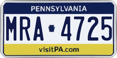 PA license plate MRA4725