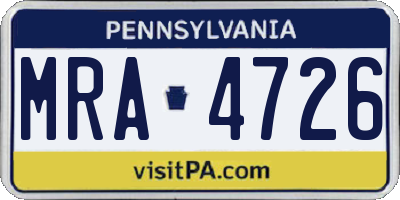 PA license plate MRA4726