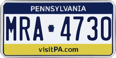 PA license plate MRA4730
