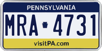 PA license plate MRA4731