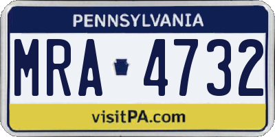 PA license plate MRA4732