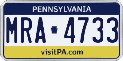 PA license plate MRA4733