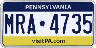 PA license plate MRA4735