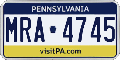 PA license plate MRA4745