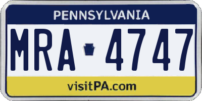 PA license plate MRA4747