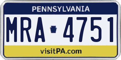PA license plate MRA4751