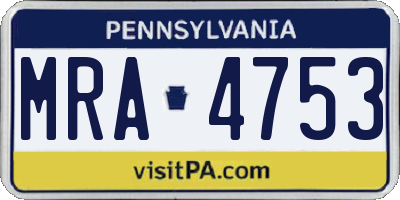 PA license plate MRA4753