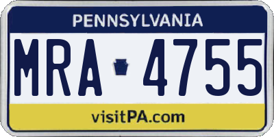 PA license plate MRA4755