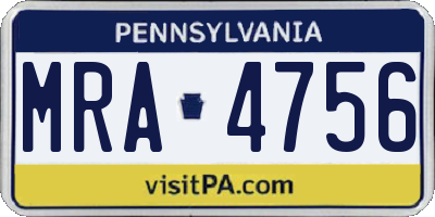 PA license plate MRA4756