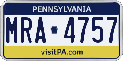 PA license plate MRA4757