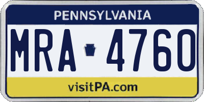 PA license plate MRA4760