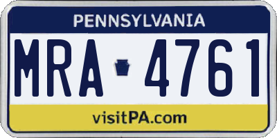 PA license plate MRA4761