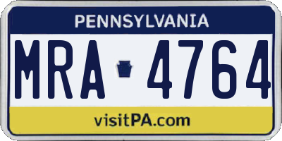 PA license plate MRA4764