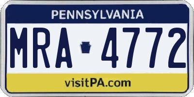 PA license plate MRA4772