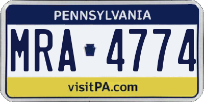 PA license plate MRA4774