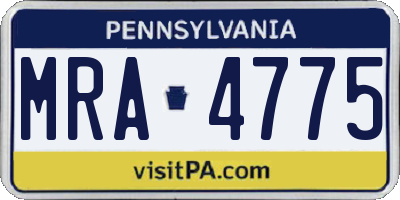 PA license plate MRA4775