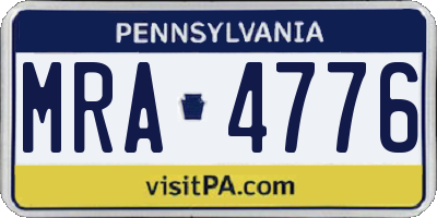 PA license plate MRA4776